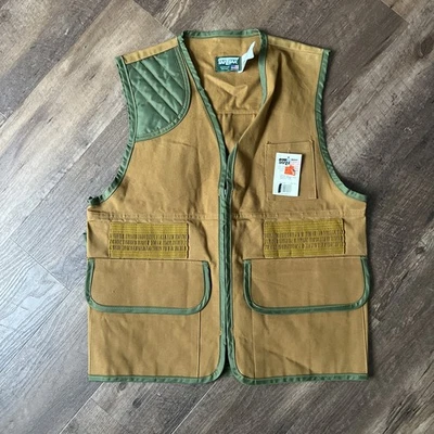 VTG 70s / 80s SafTBak Canvas Vest - Pheasant Hunting - Brown / Green - M New - Image 1 of 4
