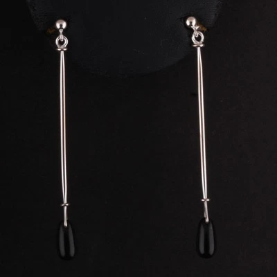 Pendientes de ley Georg Jensen # 660A. Ágata negra. Vivianna Torun. 20001653 Foto 1 de 4