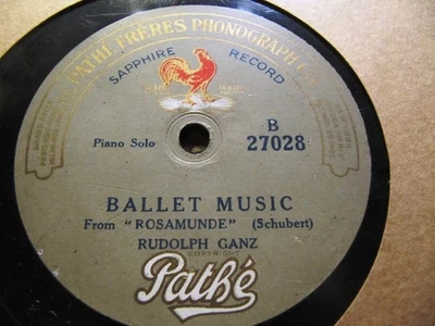 PATHE 1919 RUDOLPH GANZ PIANO Kreisler Liebesfreud / Schubert Rosamunde 27028 Foto 1 de 2
