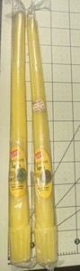 Vintage Set Of 2 Life Capistrano Yellow 12” Taper Candles NIP Unscented - Picture 1 of 3