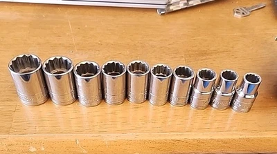 SK USA METRIC 1/2" DRIVE 10PC 12 POINT SOCKET SET SHALLOW 24mm To 12mm - Image 1 of 4
