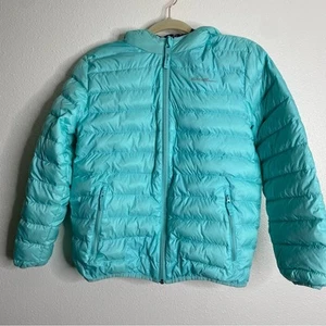 Eddie Bauer Duck Down Feather Reversible Hooded Nylon Puffer Jacket Girl’s L - Picture 1 of 9