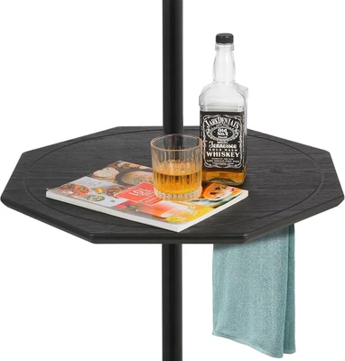 Outdoor Adjustable Umbrella Table Tray with LED Light, 23”,  All Weather, Black - Image 1 of 4