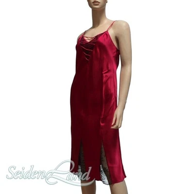 Seide Nachthemd CORSET LACE rot von Luna di Seta mit Spitze Abverkauf - Bild 1 von 2