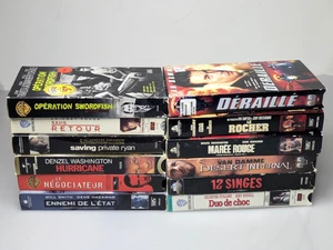 Lot of 12 French VHS Movies. Amazing Titles! Action, Drama, Fiction, Sci-fi, War - Foto 1 di 12