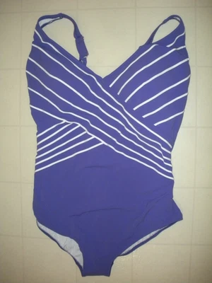 GOTTEX Purple & White Embrace 1 Pc V Neck Surplice Style Swimsuit Sz 18 NWT - Image 1 of 2