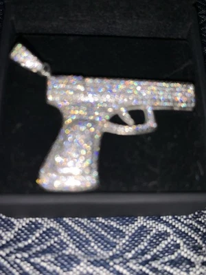 925 Itally Silver VVS Mossanite Gun Pendent Natural Gemstone Jewelry  - Image 1 of 4