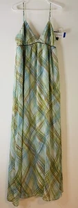 NWT Citi Clothing Maxi Dress Plaid Green Built In Bra Cup Size 16 - Picture 1 of 8