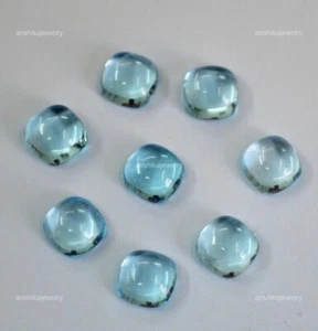 Natural Sky Blue Topaz Loose Gemstone For Pendant Making Cushion Cabochon 6X6MM - Picture 1 of 7