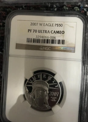 2007-W Platinum Eagle $50 Half-Ounce PF 70 Ultra Cameo NGC 1/2 oz Platinum - Image 1 of 3