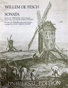 Sonate Bes Willem de Fesch Alto Recorder and Piano Book [Softcover] Universal Ed - Picture 1 of 2