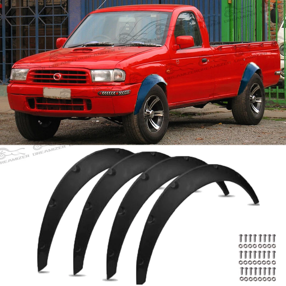 4* 3.5" Fender Flares Extra Wide Kits Wheel Arches Black For Mazda B1600 B2200 - Image 1 of 4