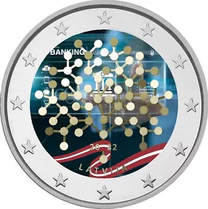 2 Euro Gedenkmünze Lettland 2022 Nationalbank mit Farbe / coloriert / Farbmotiv - Bild 1 von 1