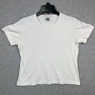 Camisa blanca 100 % algodón manga corta para mujer L informal pulóver Geoffrey Beene Foto 1 de 4