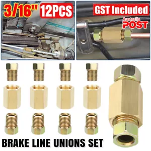 12Pcs 3/16" Brake Line (3/8-24 Inverted) Brake Line Fittings & Brass Unions - Picture 1 of 12