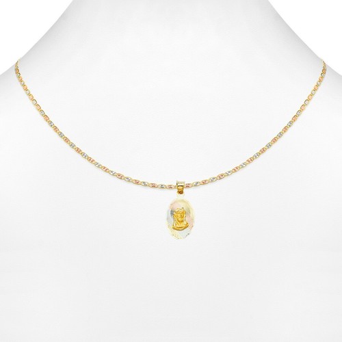 Ciondolo ciondolo timbro Gesù unisex oro tricolore vero 14 kt catena Valentino