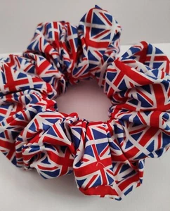 Extra Large Hair Scrunchie Union Jack/UK Flag Hair Scrunchie Red/White/Blue - Picture 1 of 10