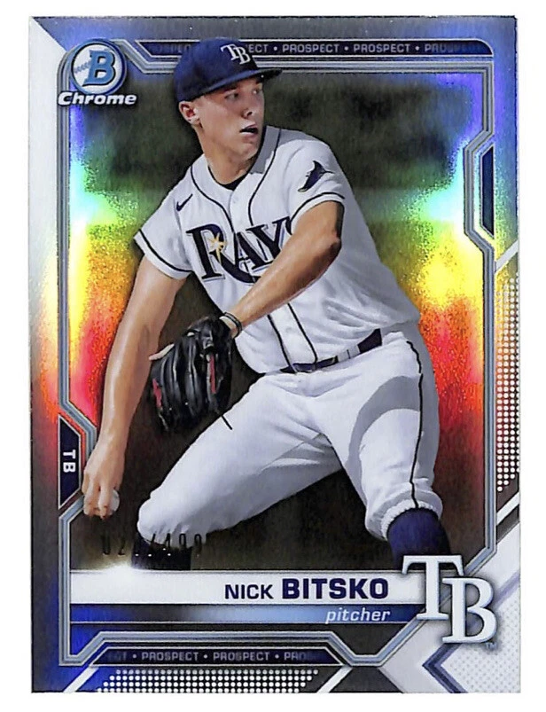 2021 Bowman Chrome Nick Bitsko 28/499 refrator cartão de novato raios - Imagem 1 de 1