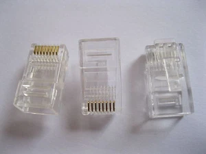 100 pcs RJ45 8P8C Modular Plug Network Connector CAT5 Waterclear New - Picture 1 of 4