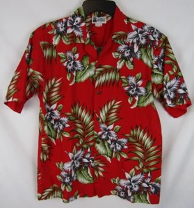 Vintage Aloha Republic Hawaiian Shirt-Mens Medium-Red/Floral-Made in the USA-EUC - Picture 1 of 4