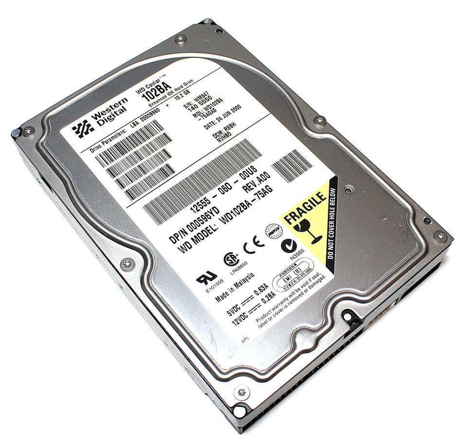 Western Digital Caviar 102BA 10.2GB Internal 7200RPM 3.5" IDE Hard Disk HDD - Image 1 of 1