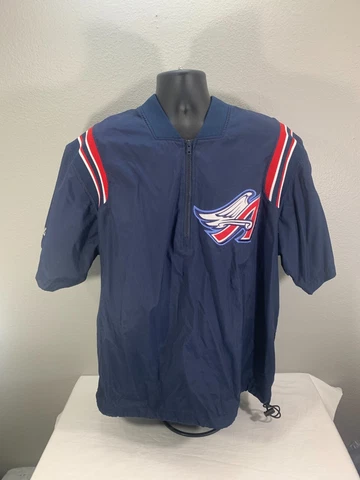 Vintage 90's Anaheim Angels Disney Winged Majestic 1/4 Zip Warmup Jacket Large Cover