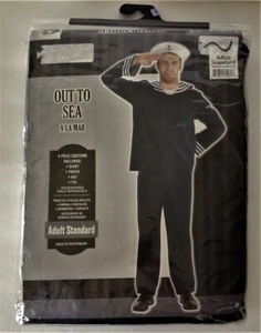 Adult OUT TO SEA SAILOR Costume Up to Size 42 NEW Shirt Pants Tie Hat 4pc NAVY - Picture 1 of 2