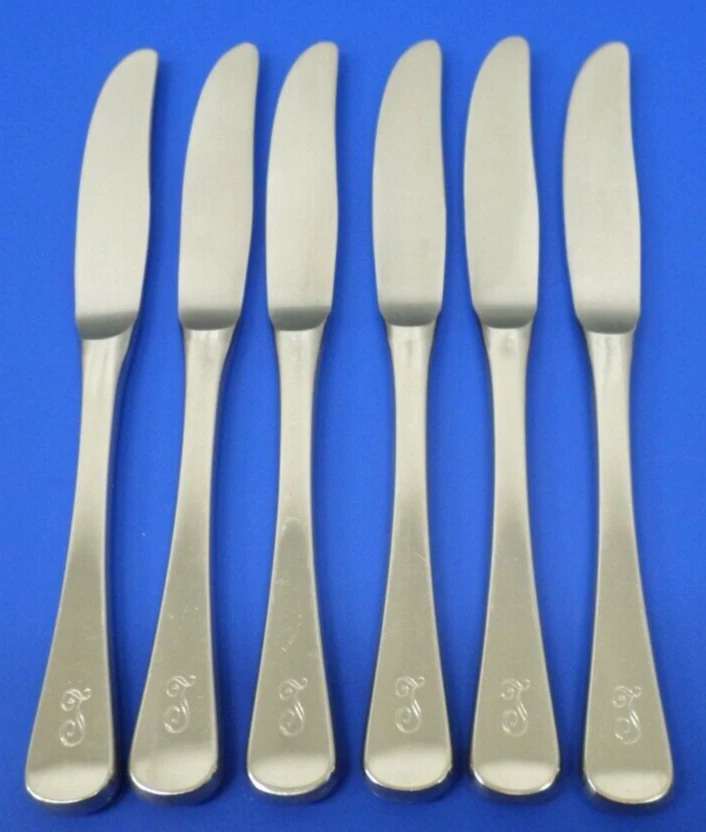 6 WMF Cromargan FINESSE Satin Stainless GERMANY Flatware DINNER KNIVES monogram - Image 1 of 4