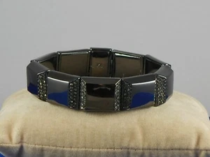 Kenneth Cole Polished Hematite-tone Smoke Pave' Square Stretch Bracelet $60 - Picture 1 of 1