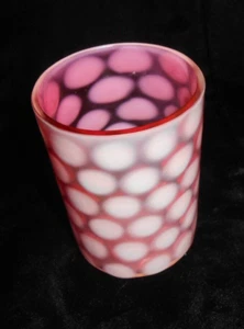 VINTAGE RUBY CRYSTAL OPALESCENT DOT PATTERN VICTORIAN ART GLASS TUMBLER--SUPERB! - Picture 1 of 19