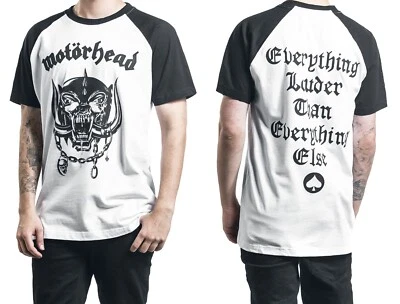 Motörhead Official Raglan Band Shirt Men Everything is Louder Lemmy White Black  - Image 1 of 4