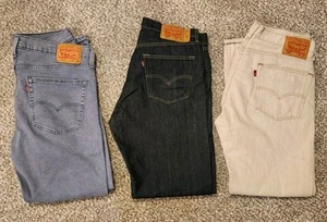 3 pares de pantalones de mezclilla LEVI'S - todas las tallas 36x32 (501, 502, 505) - Imagen 1 de 5