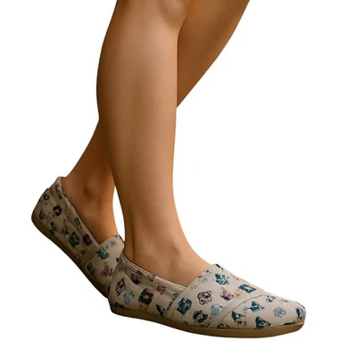 Zapatos cómodos BOBS for Dogs de Skechers con estampado de perro para mujer 6,5 beige lona sin cordones Foto 1 de 4