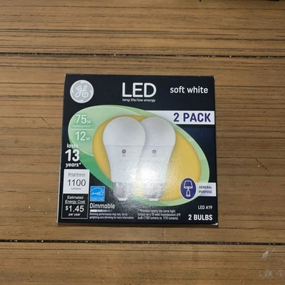 GE 1100 Lumens LED Lightbulb Dimmable 2pack 75w Replacement 12w Soft White - Image 1 of 2