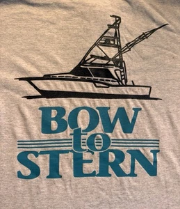 VTG Henley Bow to Stern T-shirt Sz L Gray Boating Fishing Single Stitch USA - Picture 1 of 8
