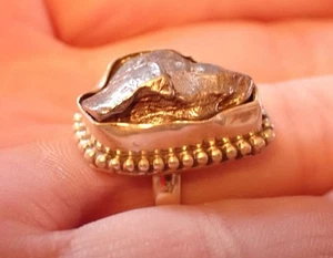 Meteorite in Sterling Silver Ring sz.8.5 - Picture 1 of 3