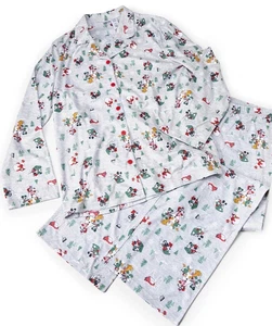 Disney Damen S grau Mickey & Friends Holiday 2-teiliges Pyjama Set Weihnachten Schlafanzug - Bild 1 von 12