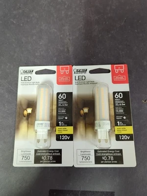 Qty 2 Feit Electric LED 60W G9 Dimmable Light Bulb, 750 Lumens, 120V,  - Image 1 of 4