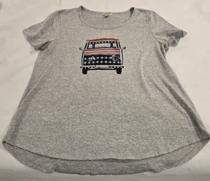 One World Women's Gray Round Neck Short Sleeve Soft T-shirt VW Bus 2XL - Picture 1 of 8