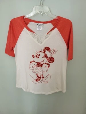 Camiseta Grande Disney Princesa Auténtica Minnie Mouse Encaje Dividido Cuello en V Niñas Raglán Foto 1 de 4
