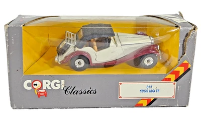 Corgi Classics 1955 MG TF Diecast Model Car Number 813 Burgundy/White 1:43 Boxed - Image 1 of 4