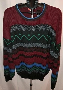 Vintage Jovan Sweater Womens Size 5X Red Blue Geometric Ski - Picture 1 of 7