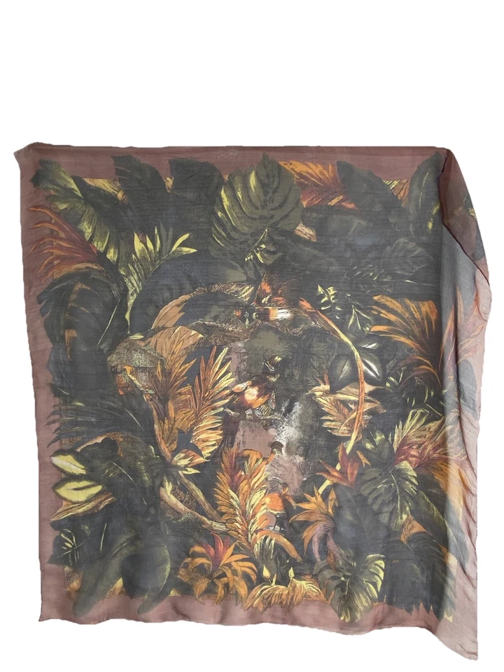 ARTISTIC SIN MARCA Marrón Seda Mujer Bufanda Pájaros Estampados 43"/42" EX CON Foto 1 de 4