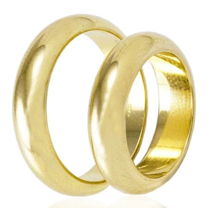 Anello fede nuziale classica in argento 925 placcato oro di 5 mm e peso gr. 7 - Foto 1 di 2