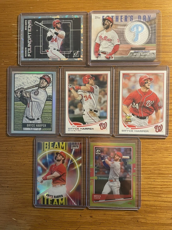 Bryce Harper Lot of (7) w/  Team Patch & Topps All-Rookie & (4) Refractors Mint - Image 1 of 1
