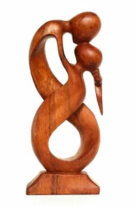 12" Wooden Abstract Sculpture Statue Hand Carved "Always Yours" Gift Home Decor - Picture 1 of 4