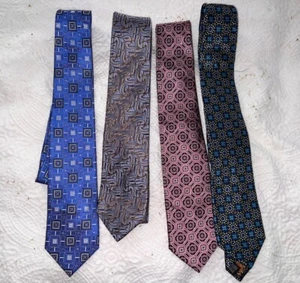 ATE SETA Men's 100% Silk Classic Necktie Designer Lot Of 4 Assorted Silk Ties - Picture 1 of 3