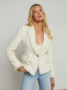 NUEVO L'AGENCE Kaisley Tweed Blazer Vintage Blanco 0 - Imagen 1 de 7