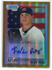 2010 Bowman Chrome Draft USA Gold Refractor 16 Felipe Perez Rookie Auto 13/50