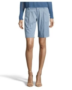 ALICE & OLIVIA Womens Solid Blue Stretch Cotton Casual Bermuda Shorts Size 2 - Picture 1 of 2